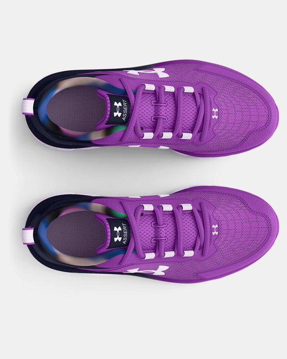 Girls' Grade School UA Assert 9 Northern Lights Running Shoes, Purple, pdpMainDesktop image number 2